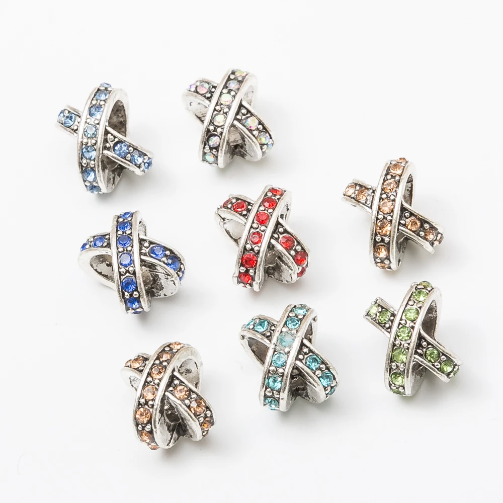 30pcs X shape Fit Pandora Charms Original Bracelet Spacer Charm Beads