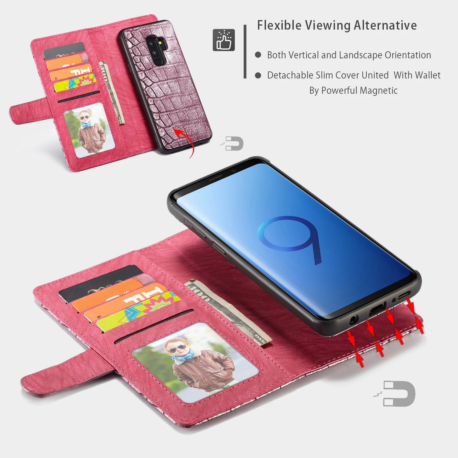 WHATIF для samsung Galaxy S9 S9 Plus S9+ Note 9 чехол Роскошный крокодиловый Змеиный кожаный флип бизнес 2 в 1 кошелек чехол s Обложка сумка