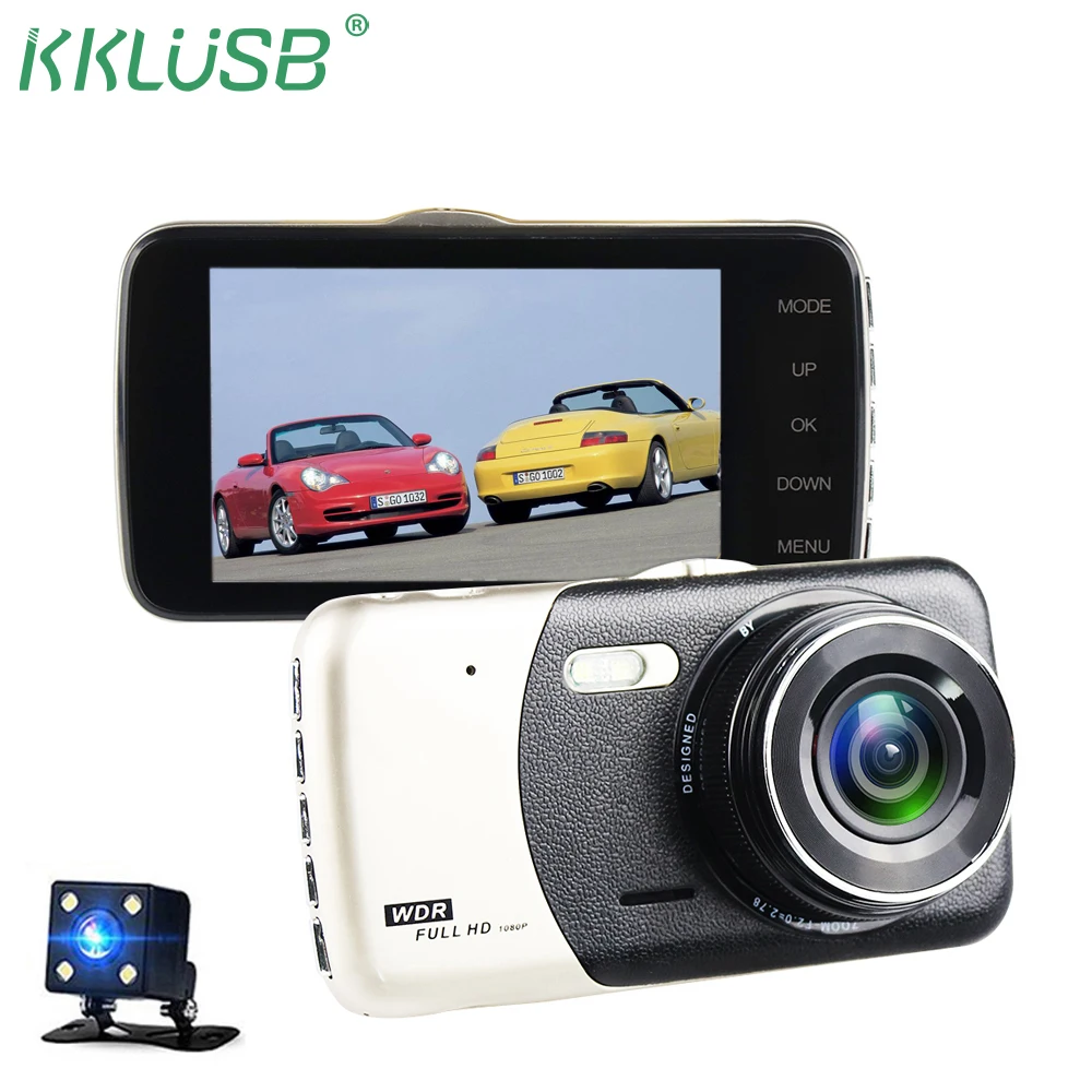 

Dash Cam Dual Lens Car DVR Vehicle Camera Full HD 1080P 4" IPS Front+Rear Night Vision Video Recorder G-sensor Parking Monitor