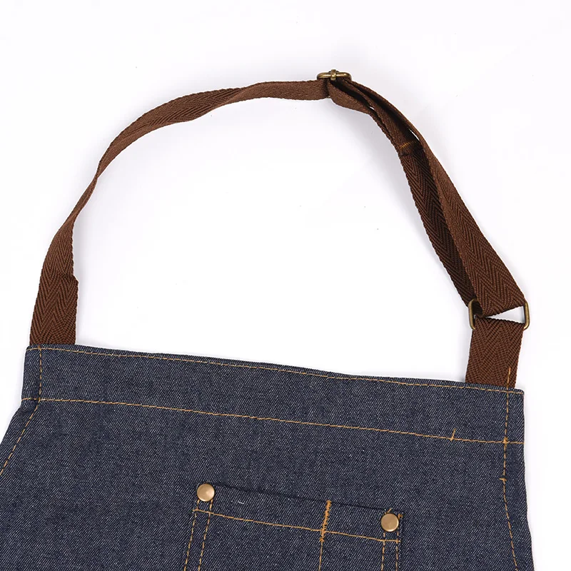 2019 New Aprons Denim Simple Blue Uniform Unisex Adult Jeans Aprons for Woman Men's Male Lady's Kitchen Cooking Pinafores
