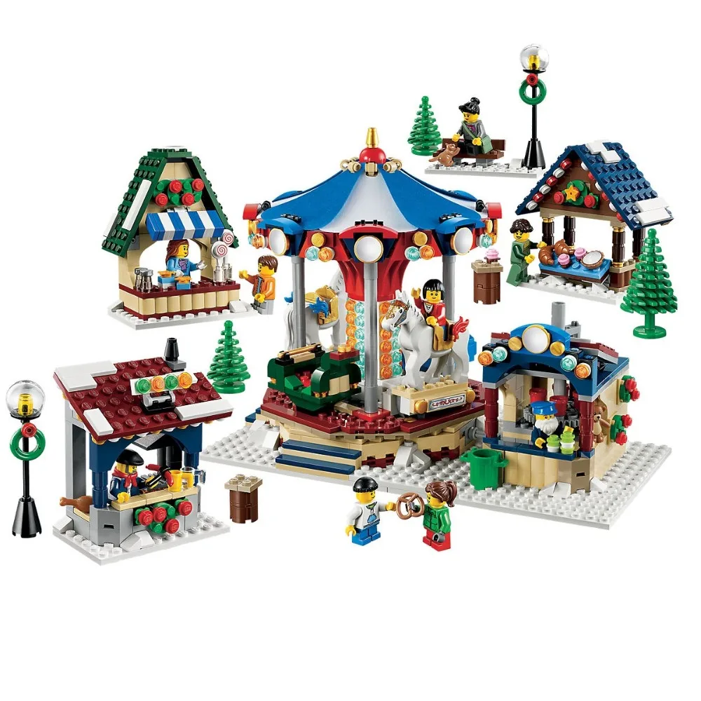 

Compatible Legoe Creator Expert 10235 Building Blocks toys for Childrens Bricks Model Winter Village Market kid gift MOC 1412Pcs