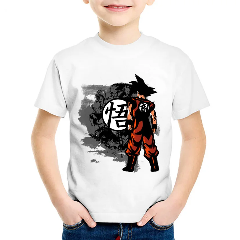 Детские футболки с принтом Dragon Ball Z, Супер Саян Гоку, летние футболки для мальчиков и девочек, детская одежда, HKP5506
