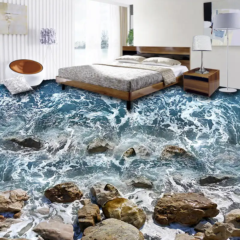 3d Flooring Wallpaper Seaside Sea Waves Stones Living Room Bedroom Bathroom Pvc Waterproof Floor Mural Wallpaper Home Decor 3d Wallpaper Home Decor Stone Living Room3d Flooring Aliexpress