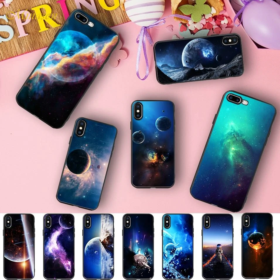 Minason Universe Outer Space Case for iPhone X Case Nebula Silicone Soft Cover for iPhone 7 5 5S