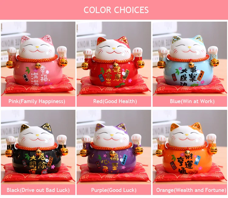 4,5 дюймов Maneki Neko фарфор Lucky Cat домашний декор украшения Фортуна кошка копилка фэншуй ремесло 6 цветов