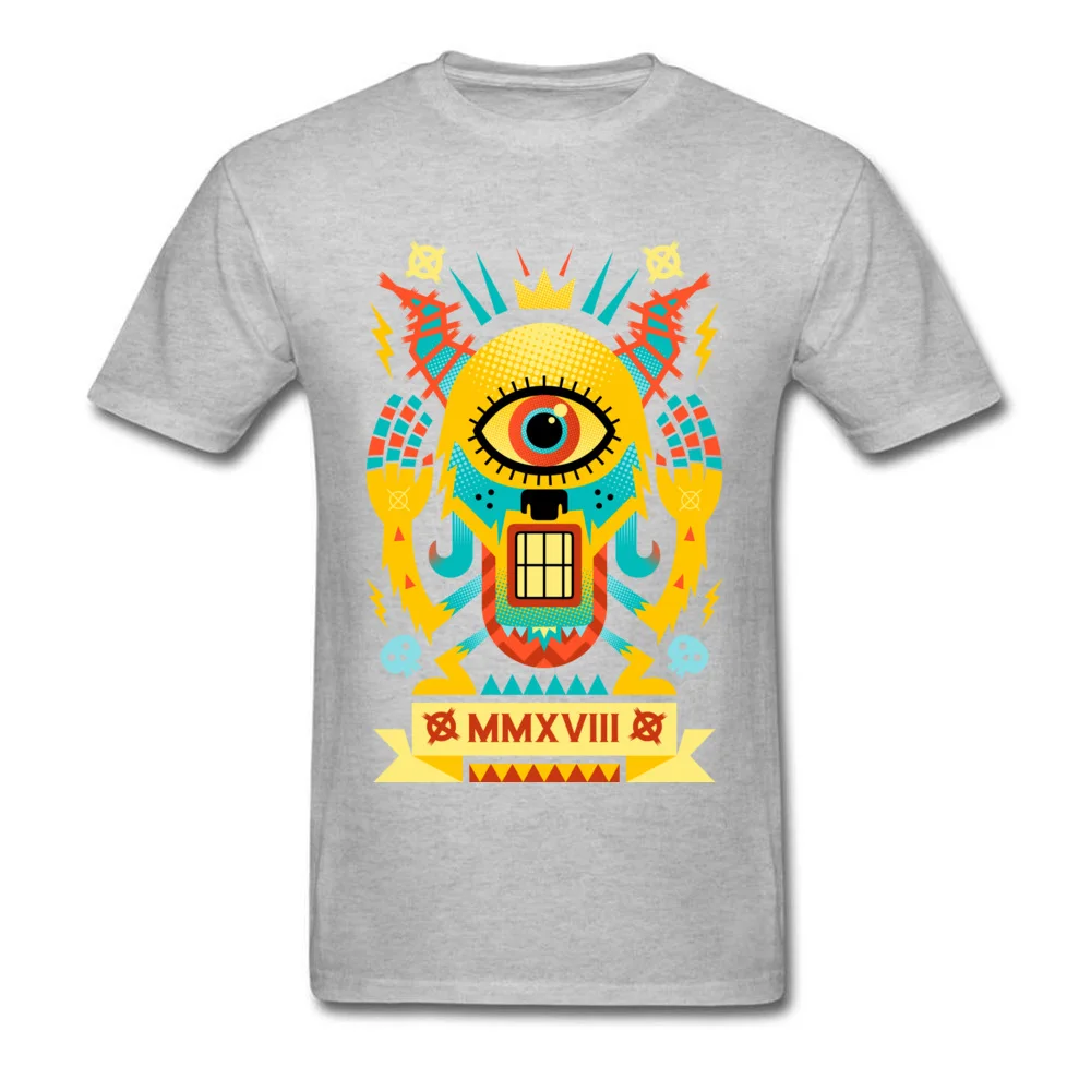 Pop Expressionist Monster 100% Cotton Fabric Tshirts for Men Short Sleeve Tees Family ostern Day Round Collar Tops & Tees Crazy Pop Expressionist Monster grey