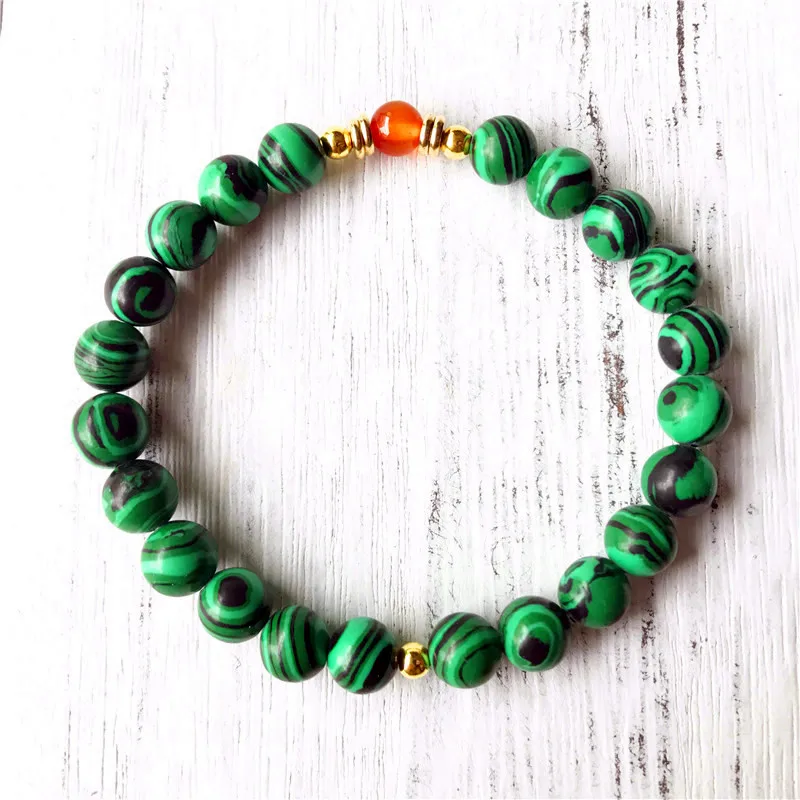 

2019 NEW Style Yoga Bracelet NATURAL Stone Malachite Mala BraceletGreen Beads Natural Red Agates Wrist Mala Jewelry Gift For Men