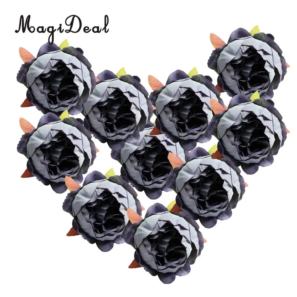 MagiDeal Beautiful 10Pcs Artificial Silk Rose Flower Head for Wedding Corsage Flower Ball Garland Curtains Decor 10 Color Option