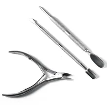 new 3pcs/set Nail Scissor Nail Cuticle Pusher Spoon Stainless Steel Dead Skin Remover Cutter Nipper Clipper Cut Set nail tools