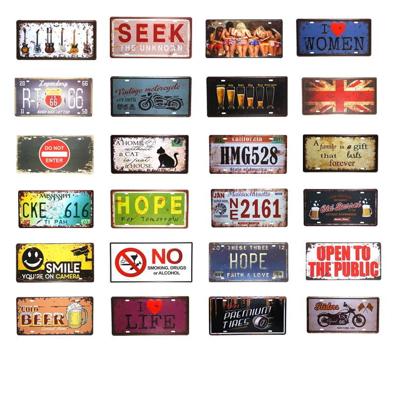

DL- Guitar License plate vintage Metal Sign home decoration accessories wall sticker posters and prints