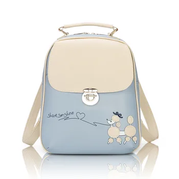 

New painting Fashion Female PU backpack casual preppy leather Black Backpacks Female Girls school Bags Ladies Backpack-30