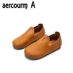 туфли для девочек Aercouem A девочки; дети Обувь 2018 Новинка весны одноцветное Цвет Обувь для девочек обувь из PU искусственной кожи с ретро дети