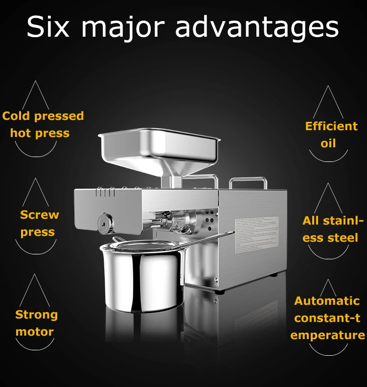 Бытовой нефти Пресс машина полностью из нержавеющей стали, холодный горячий пресс для орех арахиса гайки Автоматическая семян экстрактор
