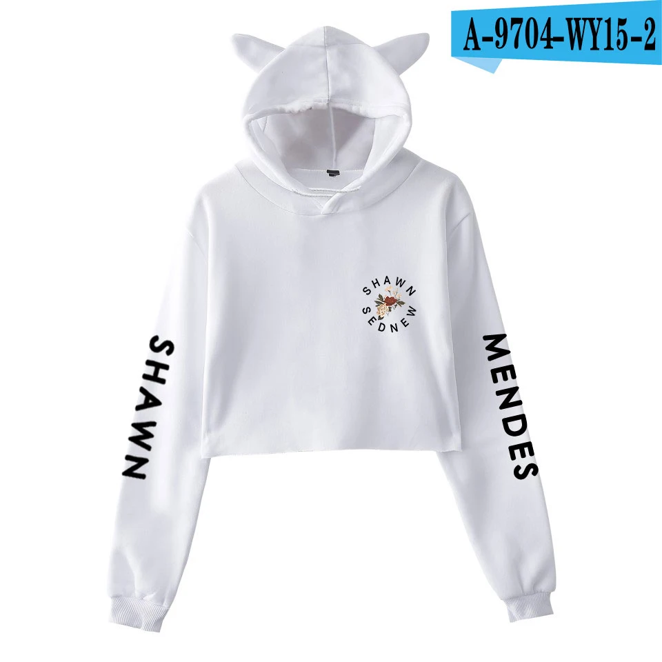 White Shawn Mendes толстовки с длинным рукавом, укороченный топ Kawaii, женская одежда для девочек, топы, толстовки, повседневное Пальто Harajuku Kpop размера плюс 2XL - Цвет: White