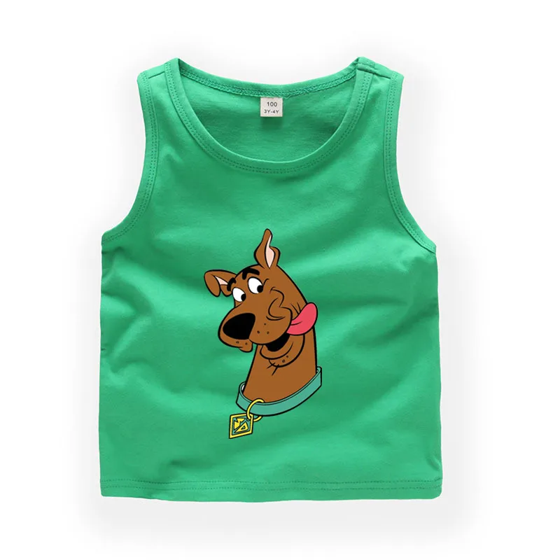 

2T-9T Children Cartoon Scooby Doo sleeveless T shirt Baby Boys/Girls Cute Summer Tops Kids Casual Clothes b220