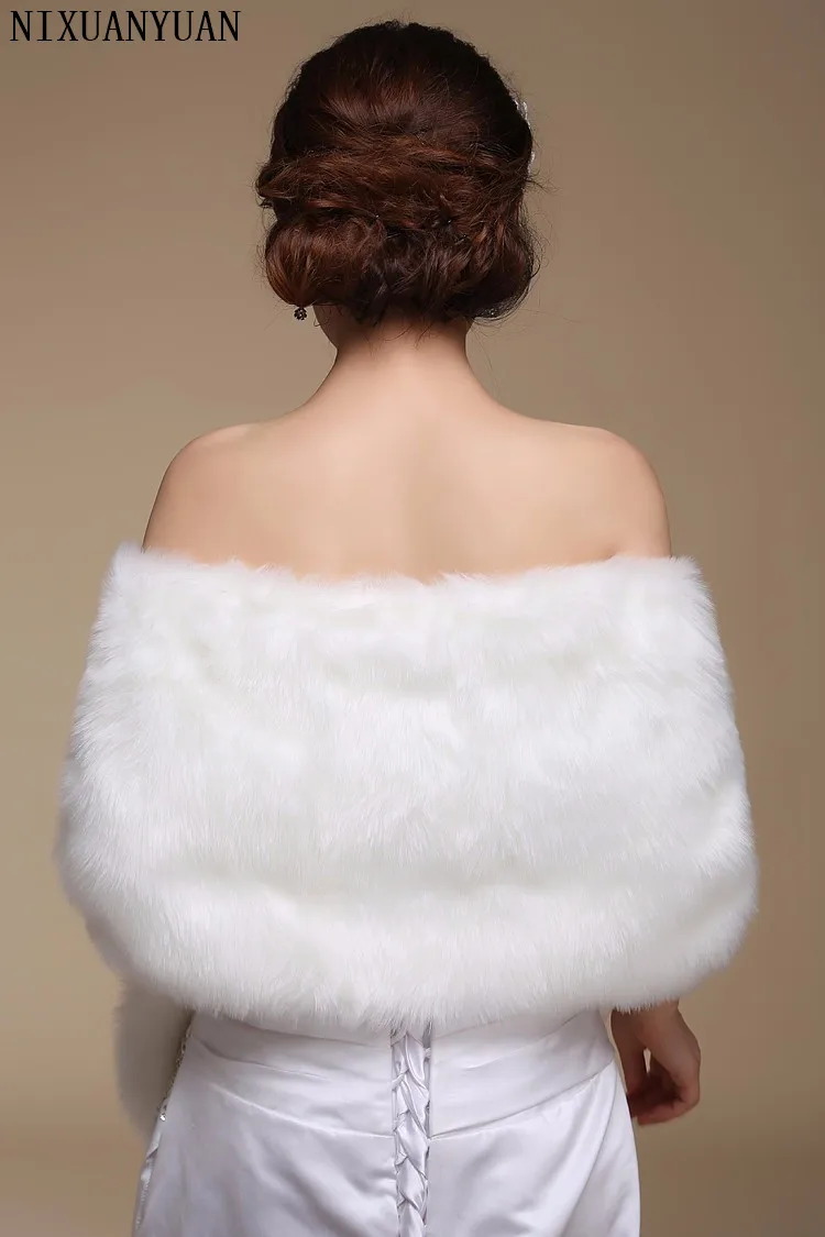 Real-Image-Cheap-Wedding-Wraps-White-Long-Faux-Shrug-Bolero-Coat-Bridal-Shawl-Jacket