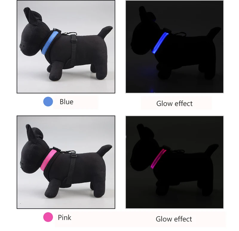 Nylon LED Dog Harness Pet Cat Dog Collar Harness Vest High Quality Safety Night Light Up Dog Harness For Small Big Large Dogs (2)