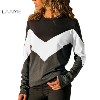 

Laamei 2018 Autumn Winter Long Sleeve Sweater Women Patchwork O-neck Loose Casual Pullovers Women Tops Knitting Femme Plus Size