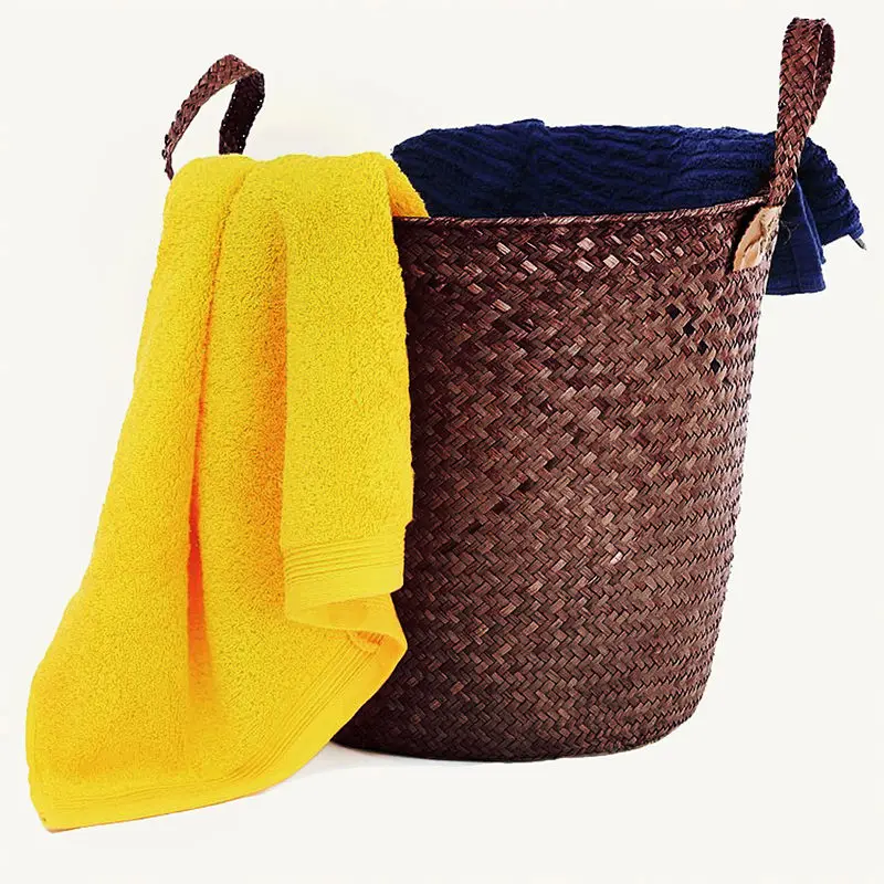 L/S الخوص سلة تخزين منسوجة المنزلية الطبيعي الأعشاب البحرية المنسوجة سلة الغسيل الملابس القذرة سلة الغسيل مربع المنظم