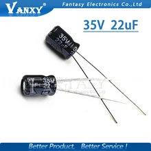 50 шт Высокое качество 35V22UF 5X7 мм 22 мкФ 35V Алюминиевый электролитический конденсатор с алюминиевой крышкой