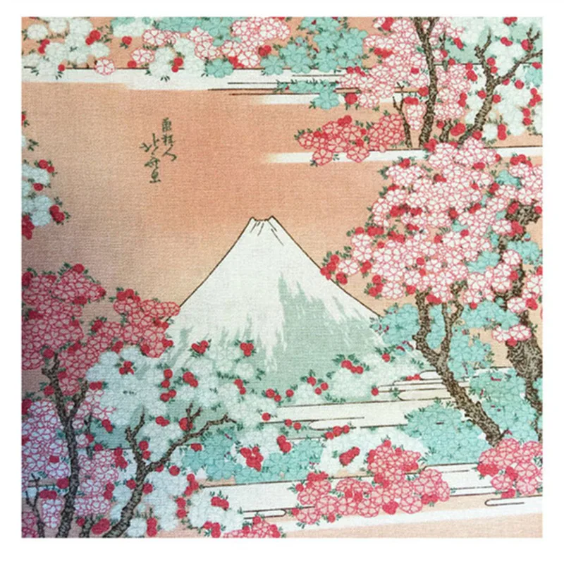 BZ4 100*140 см синяя желтая ткань Fuji Cherry Blossom японский Винтажный стиль хлопок ткань для платья стрейч Поплин Ткань
