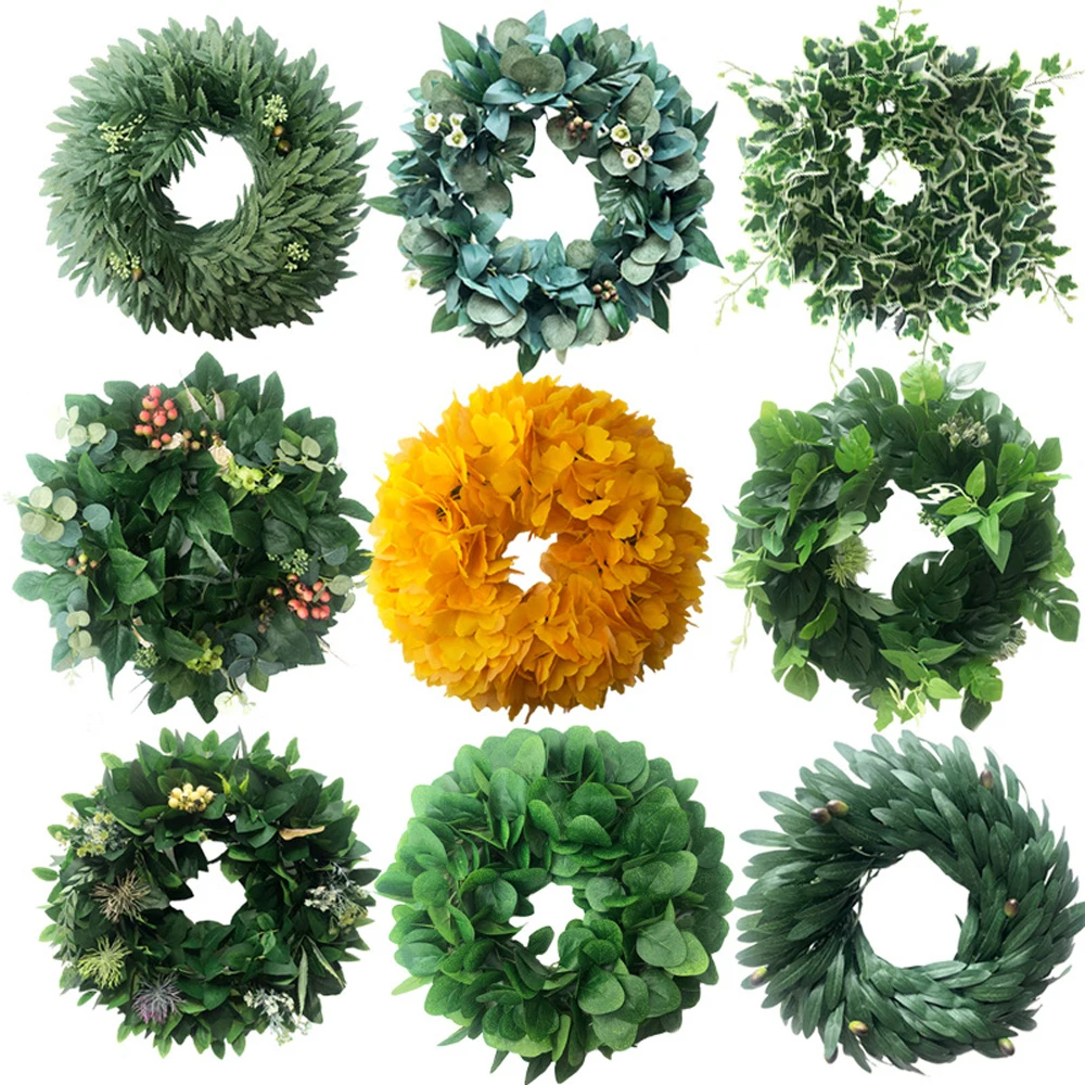 LCRFF Wreath Artificial Green Leaves Wreath 13.8/16.9/20.8 Inch Front Door Wreath Shell Grass Boxwood Wreath Wall Window Decor Color : Fruit
