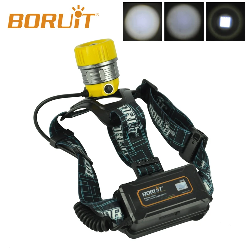 Boruit B11 XM-L T6 светодиодный налобный фонарь Перезаряжаемые масштабируемой передняя фара факел Micro USB желтый кемпинга Рыбалка Велоспорт