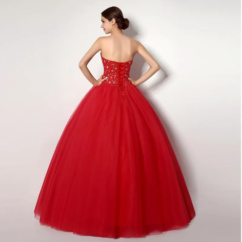 Ruthshen Красный бальное платье Бальные платья с кристаллами блесток бисером Милая Ruched Тюль Vestidos De 15 Anos сладкий 16