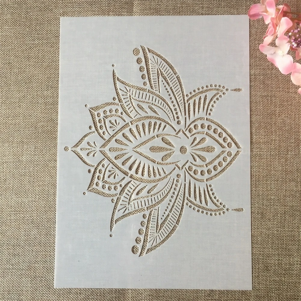 

29*21cm A4 Lotus DIY Layering Stencils Painting Scrapbook Coloring Embossing Album Decorative Paper Card Template