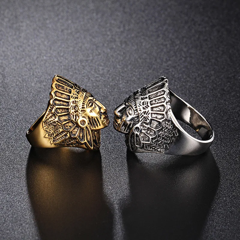 

Retro Emirates Index finger ring punk non-mainstream men and women titanium steel ring