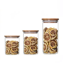 Кухонные стеклянные герметичные чайные банки с бамбуковой крышкой сохранение свежести продуктов банка для орехов магазин образцов Caddy товары, показывающие украшение дома