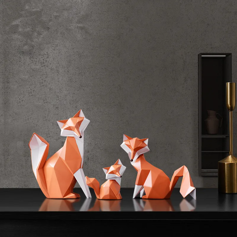Оригами лиса статуя абстракция Геометрические Животные смолы искусство и ремесло аксессуары для дома свадебный подарок L2969