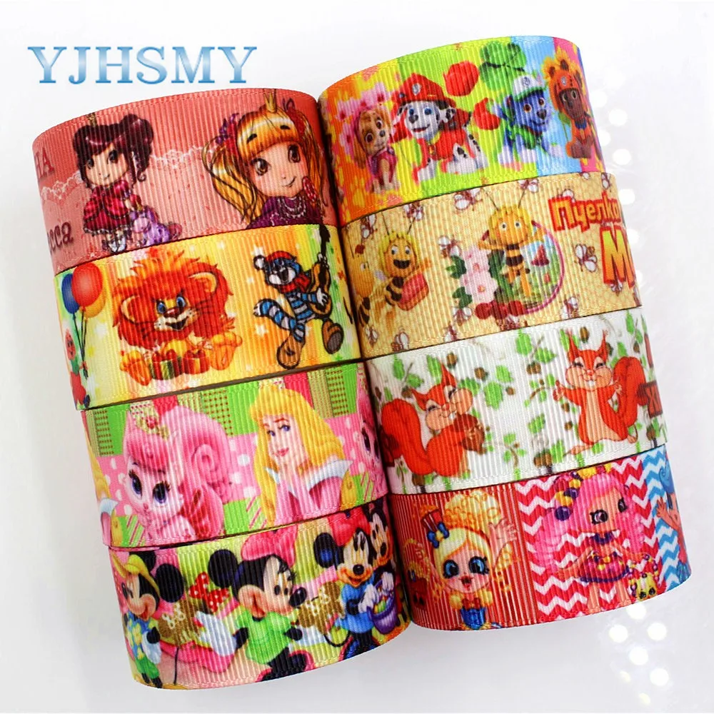 YJHSMY G-18616-474 10 ярдов 25 мм мультфильм печатных grosgrain ленты DIY ручной работы