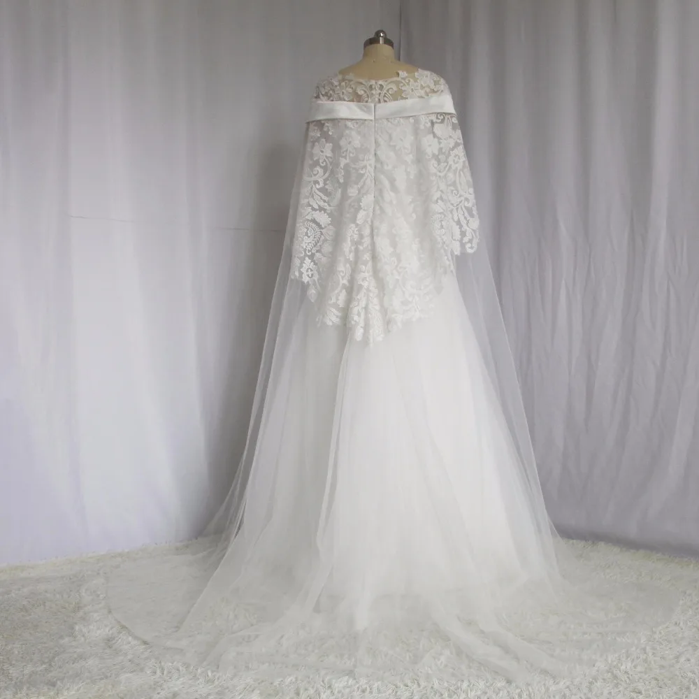 Арабские Дизайн Vestidos De formature цвета слоновой кости o Средства ухода за кожей Шеи Аппликация Кружево линия Выпускные платья с накидкой