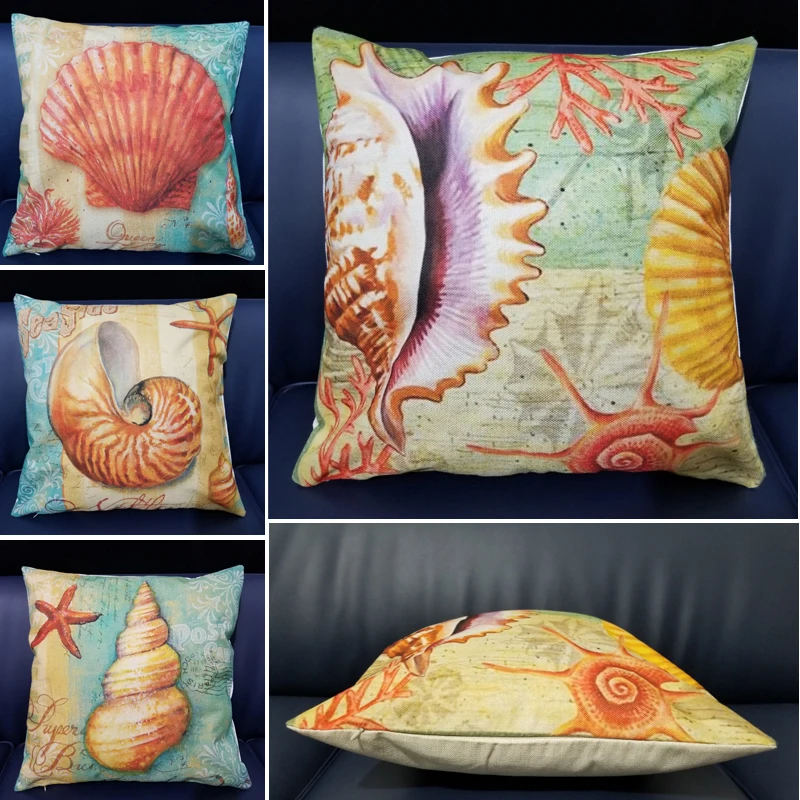 

Yellow Starfish Nordic Cushion Cover Print Throw Pillow Cover 45x45cm Cotton Linen Cushion Case Sofa Bed Decorative Pillow