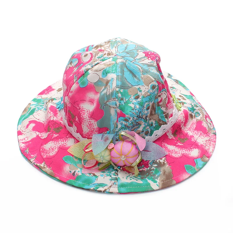 FlowerBabyGirlsHatsCottonBabyCapsWithBowKidsSunCapInfant