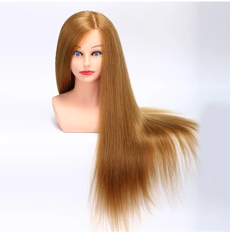 

24" Training Head With Shoulder High Grade 85% Real Hair Hairdressing Head Dummy Nice Manequim Blonde Long Hair Mannequin Head