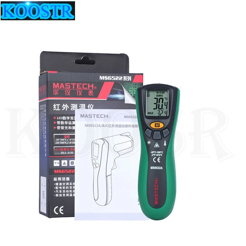 

Mastech MS6522B Infrared Termometer Portable LCD Digital Thermometer 10:1(D:S) Non-contact Handheld Laser Tester Industrial-tool