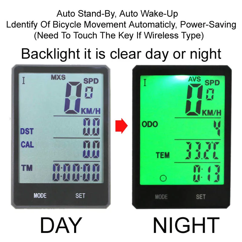 Велоспорт велосипед компьютер 2," Большой Экран Скорость ometer Температура Водонепроницаемый спортивный секундомер Скорость одометром