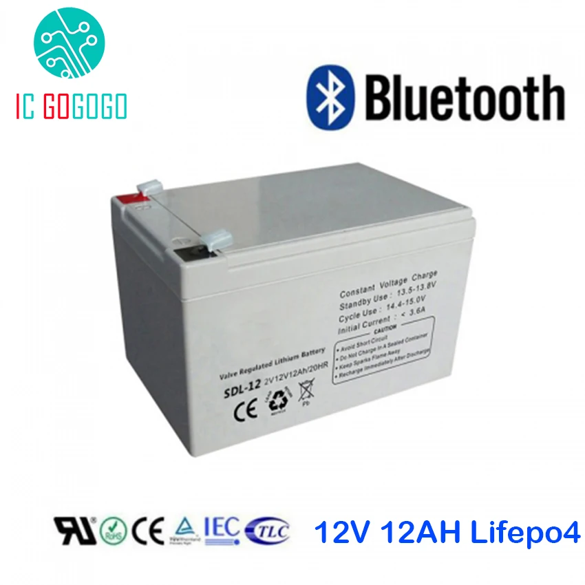 

12V 12AH Lifepo4 Battery Pack Deep 2000 Cycle 3.2V Lithium Iron Phosphate Rechargeable Cell Bluetooth BMS Customized UPS AKKU