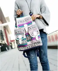 Национальный Стиль Печатные Рюкзак Холст Школьные сумки для девочек Винтаж Причинно дорожная сумка рюкзак женский