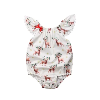 

Toddler Baby Girls Christmas Deer Off Shoulder Romper Jumpsuit Outfits Clothes