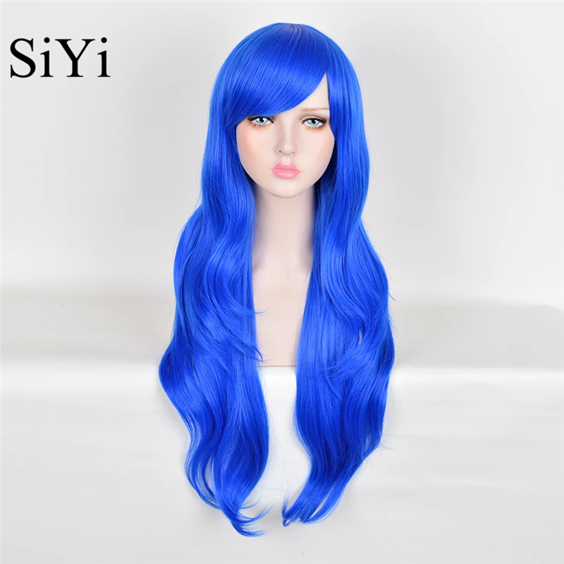 

Love Live! Long Wavy Blue Synthetic Wigs Queen Weave Beauty Cheap Good Quality Parrucche Cosplay Jant Wigs for White Women