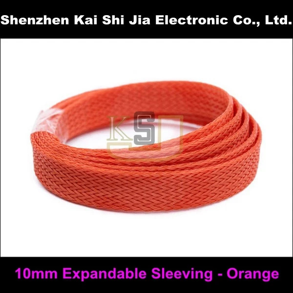 Orange Braided Expandable Sleeving 10mm, PC PSU Cable/Wire Protection