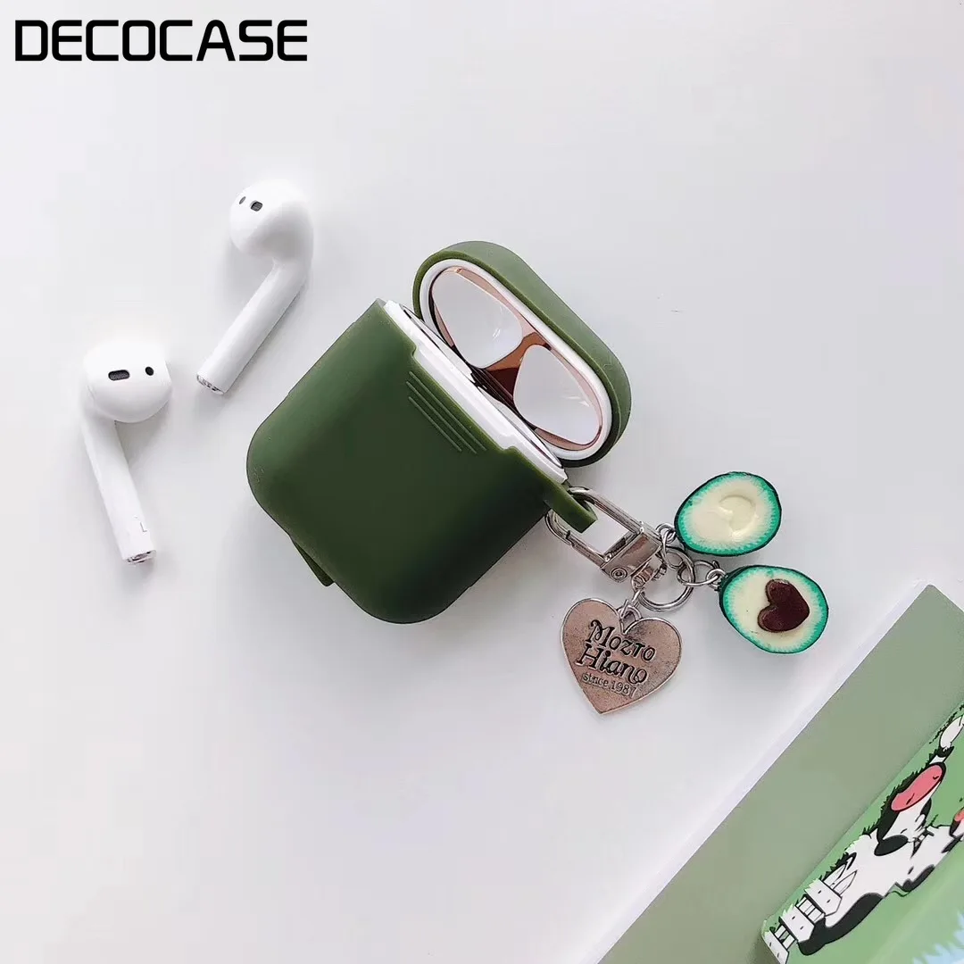 Decocase зеленый авокадо ТПУ силиконовый Bluetooth беспроводной чехол для наушников AirPods