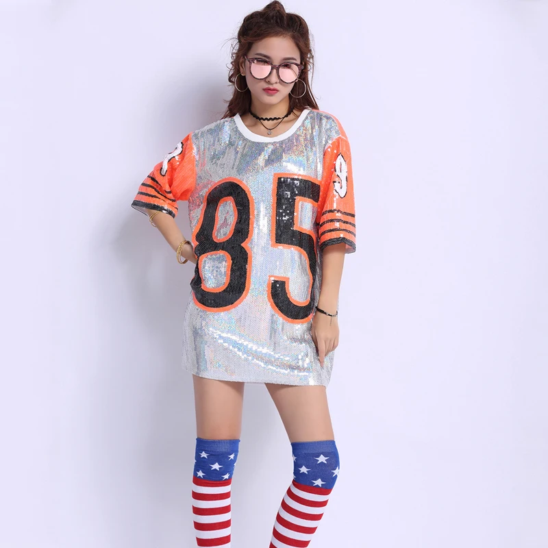 كود حجم songyuexia التشجيع ازياء المرأة جديد براق الراقص الملابس مع الكبار الكعب يشنون dancewear للكبار