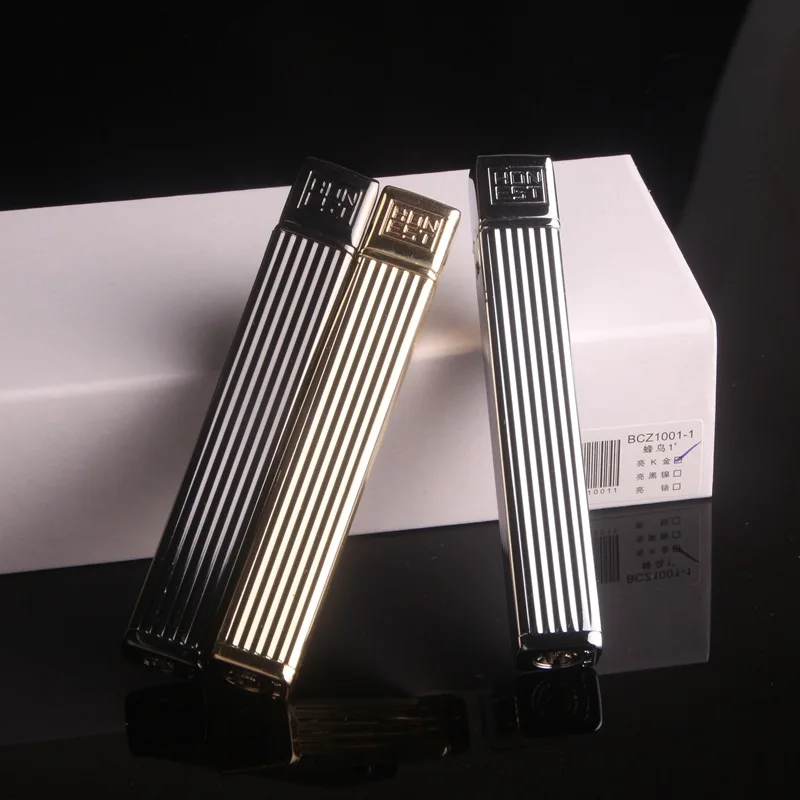 Mini slim metal gas lighter,Long strip Inflatable Butane cigarette