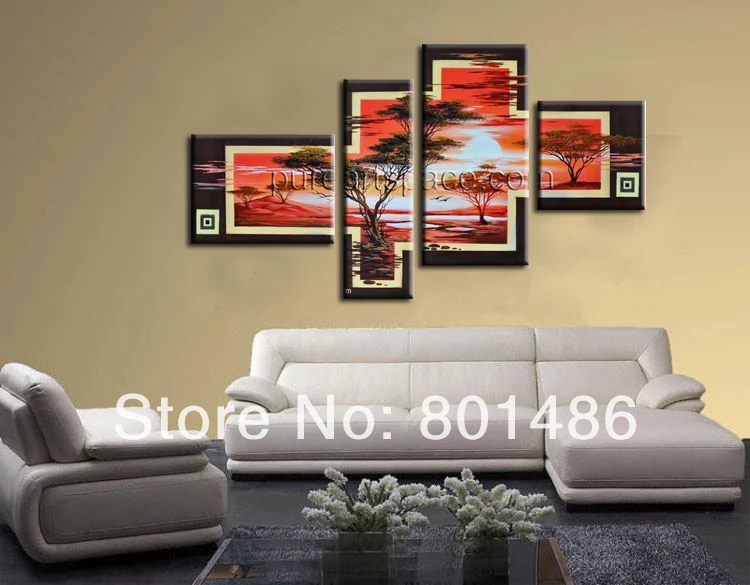 Красивые солнечные деревья ручная роспись художественный пейзаж картины маслом на холсте стены Искусство для гостиной Стикеры