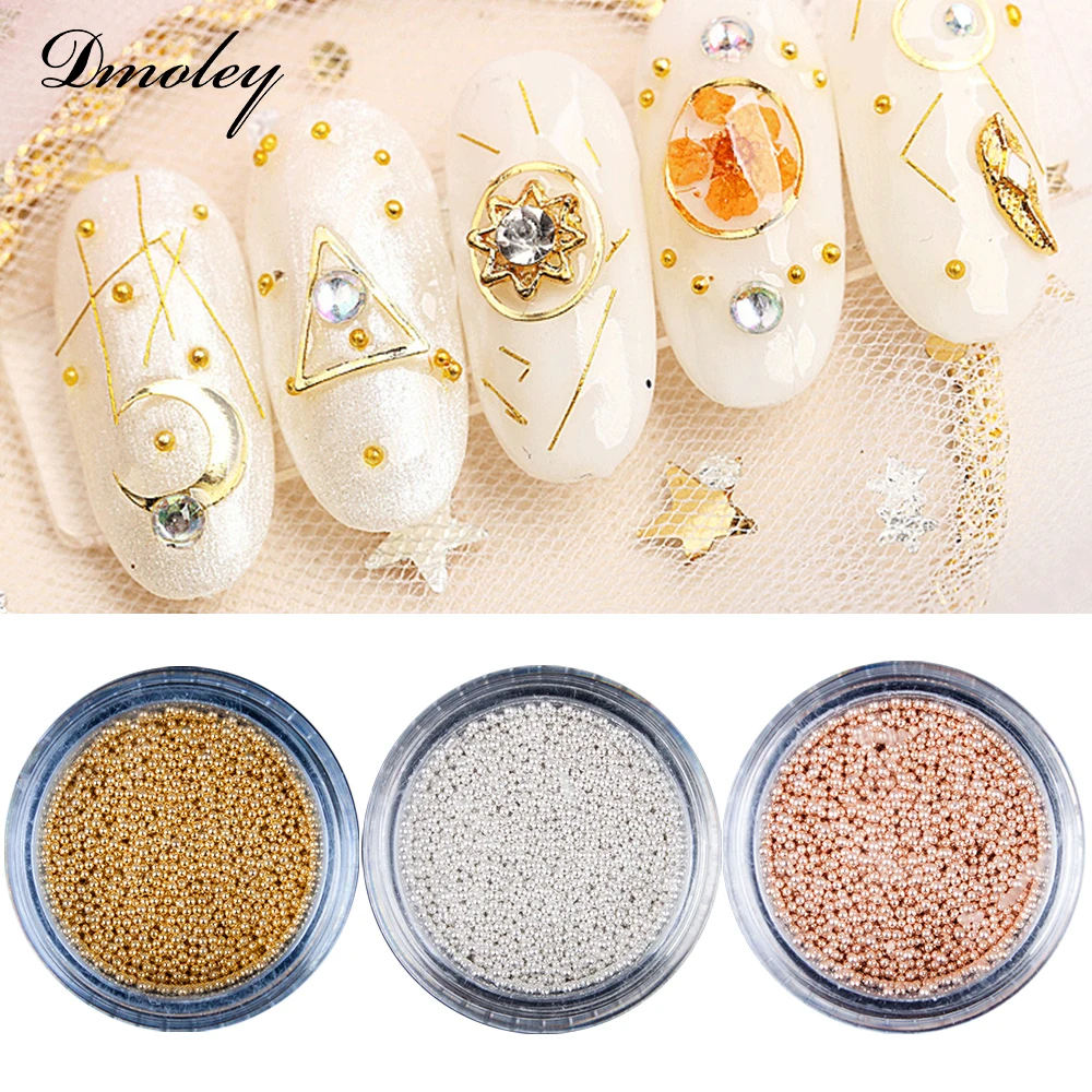 

Dmoley 3D Stainless Steel Rhinestones for Nails DIY Nail Art decorations Gold Silver Rose Gold nail steel beads