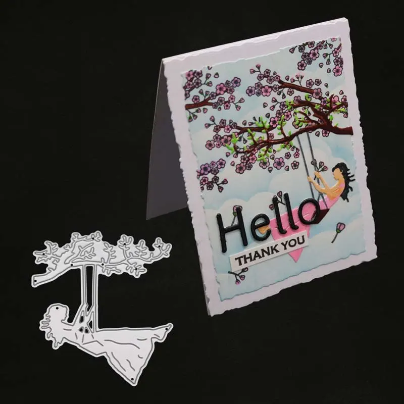 

girl Swing frame Metal Cutting Die Stencil for DIY Scrapbooking Embossing Paper card making Decor Craft clear stamps alinacraft